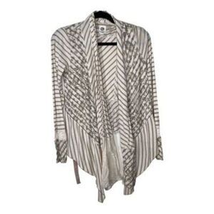 Tiny Anthropologie Women's Floral Striped Open Front Cardigan Tan White …